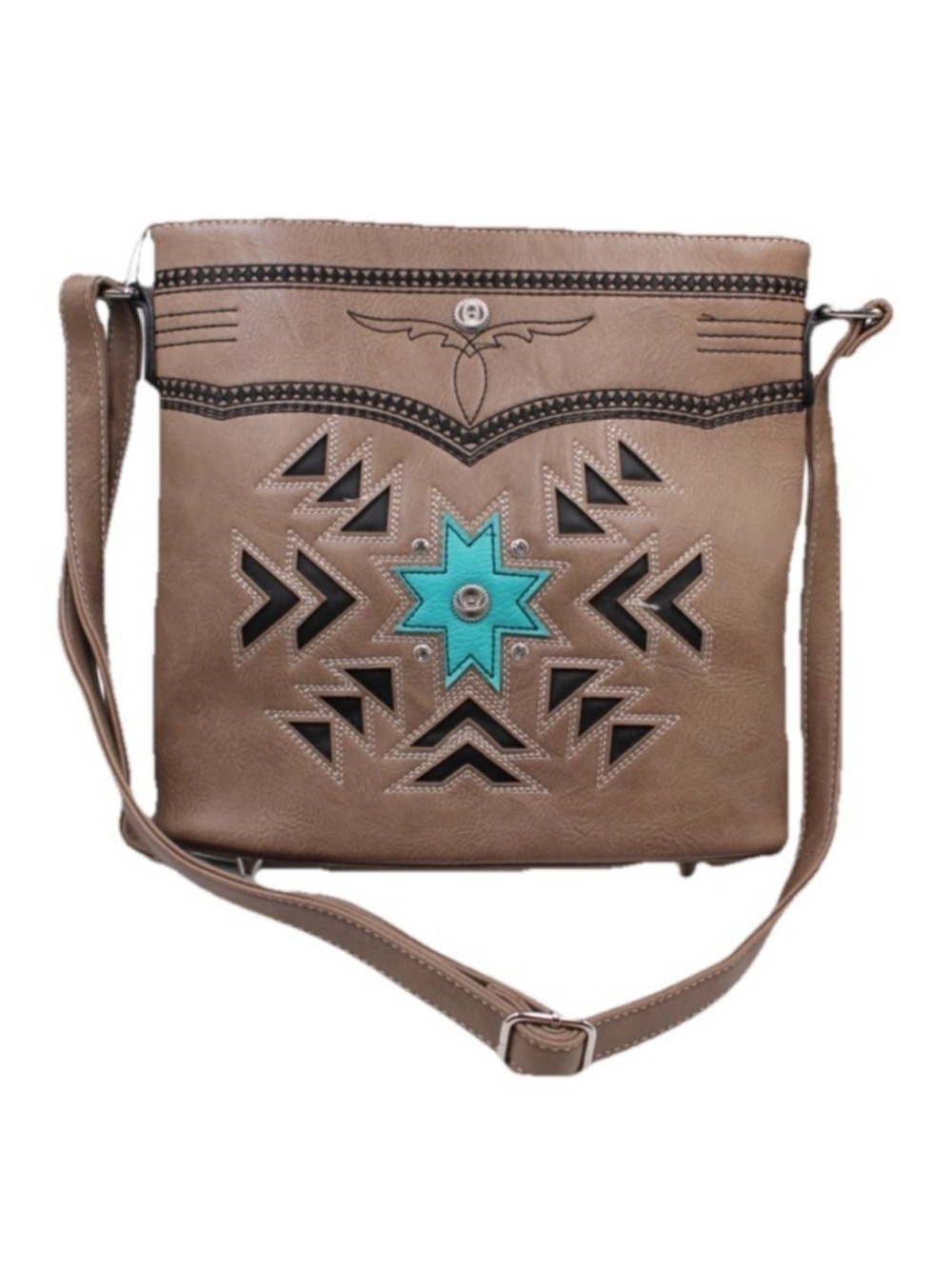 Montana West Brown AZTEC EMBROIDERED CONCEAL CARRY crossbody new